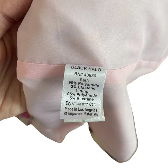 Black Halo Yoomi Floral Cap Sleeve Sheath Dress Watercolor Floral Blush Size 12 - Picture 11 of 16